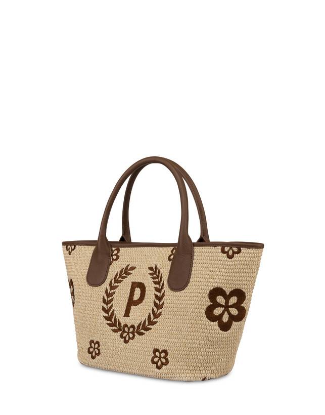Pollini Tote Bag In Paglia Macro Heritage Small Naturale/t.moro/marrone Smaltimento dello stoccaggio