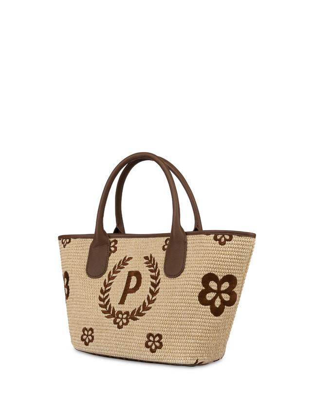Pollini Tote Bag In Paglia Macro Heritage Small Naturale/t.moro/marrone Smaltimento dello stoccaggio