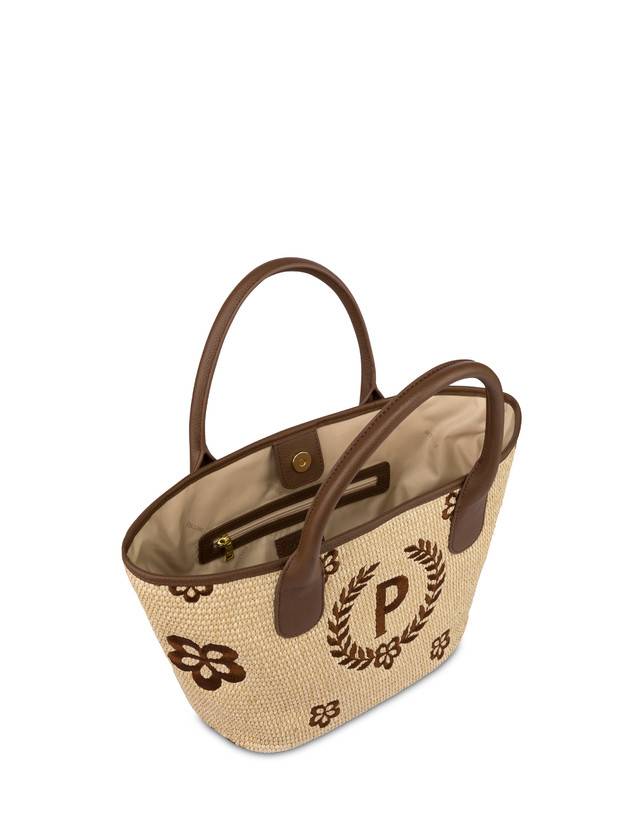 Pollini Tote Bag In Paglia Macro Heritage Small Naturale/t.moro/marrone Smaltimento dello stoccaggio