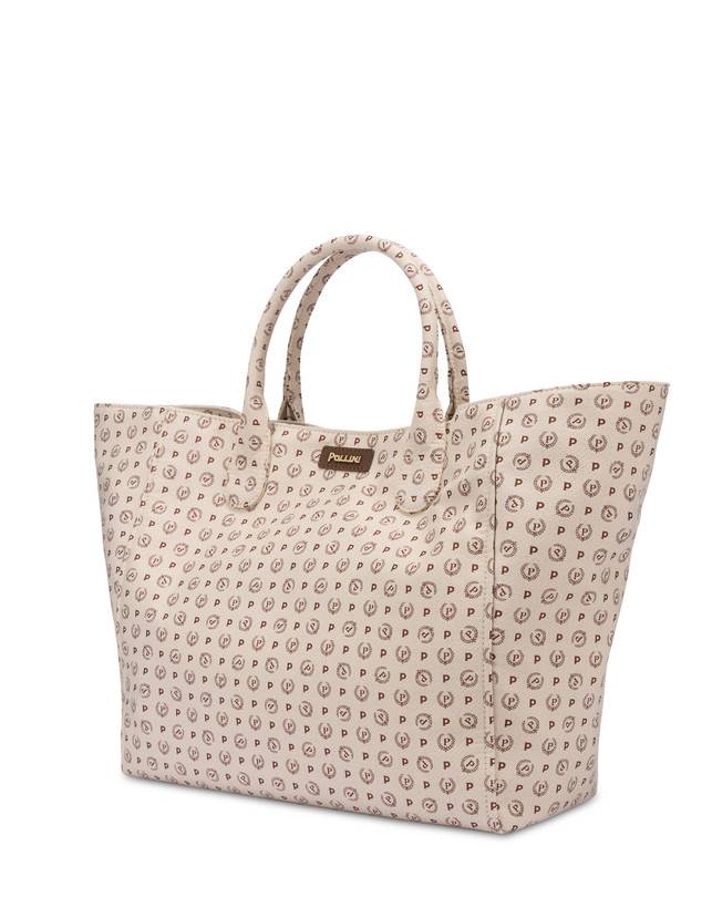 Pollini Tote Bag Heritage Jacquard Big Avorio/marrone Vendita calda