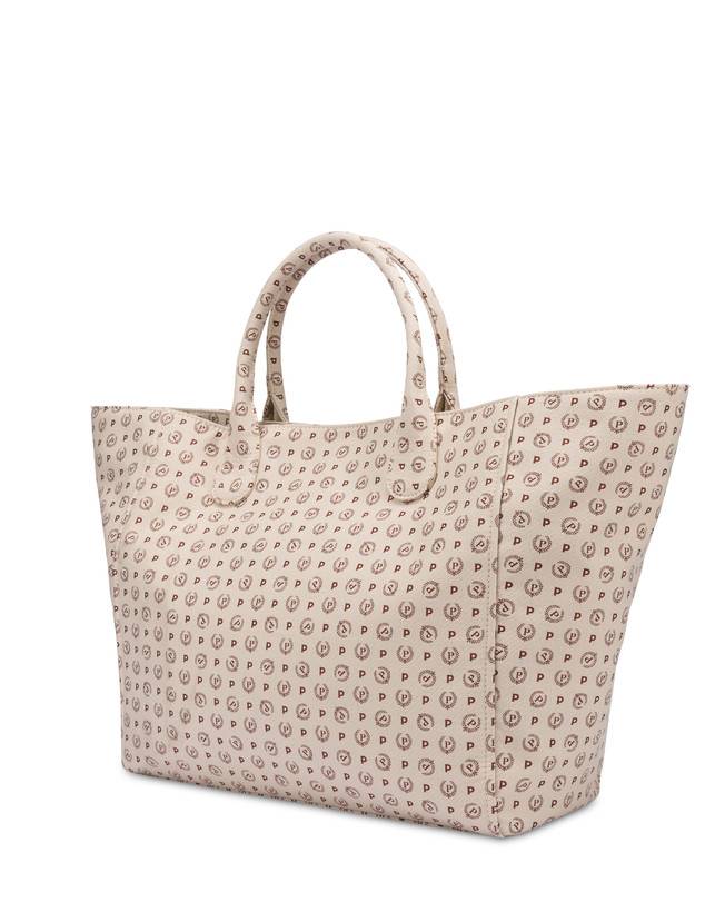 Pollini Tote Bag Heritage Jacquard Big Avorio/marrone Vendita calda