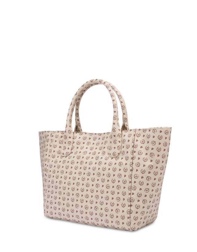 Pollini Borsa Tote Heritage Denim Jacquard Avorio/marrone Offerta migliore