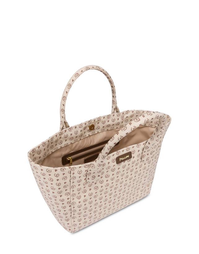 Pollini Borsa Tote Heritage Denim Jacquard Avorio/marrone Offerta migliore