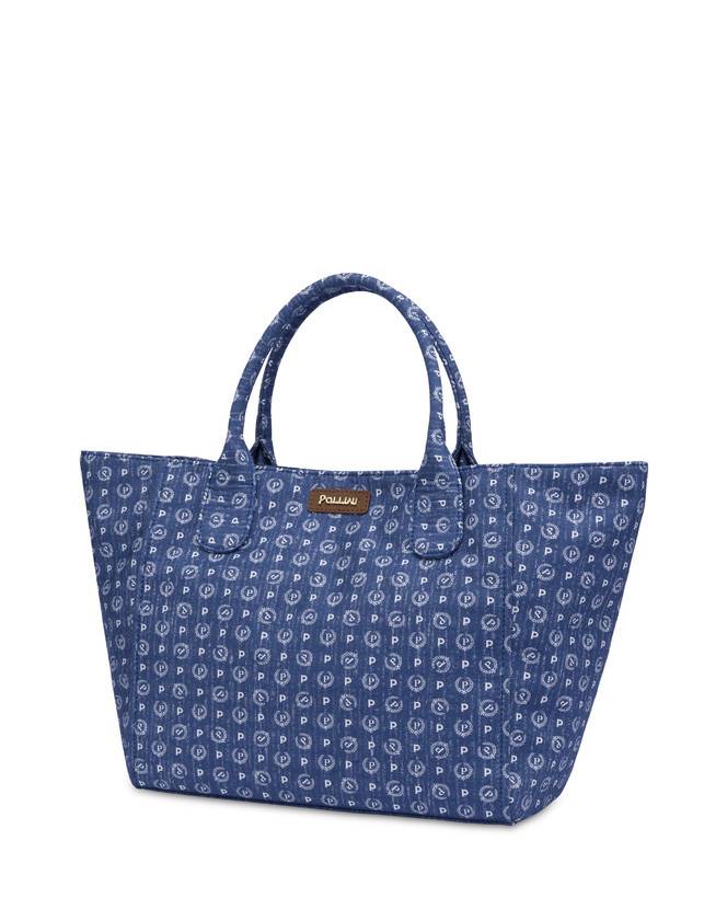 Pollini Borsa Tote Heritage Denim Jacquard Blu/marrone Latest fashion