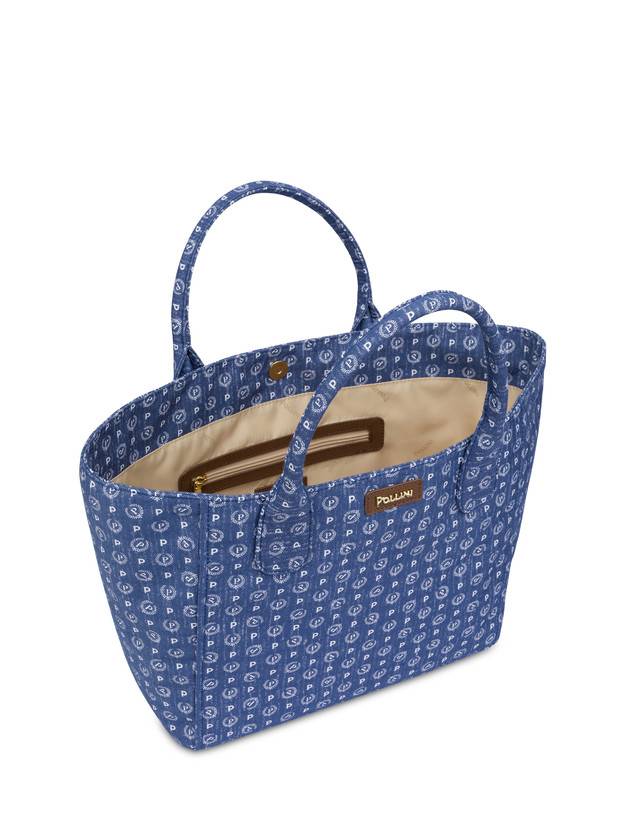Pollini Borsa Tote Heritage Denim Jacquard Blu/marrone Latest fashion