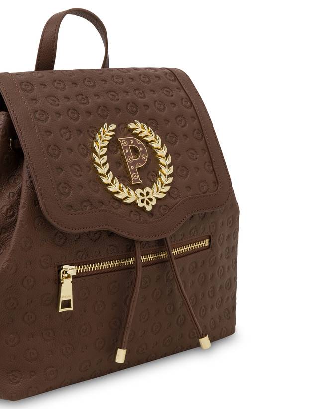Pollini Zaino Heritage Logo Embossed Marrone Super Saving Price