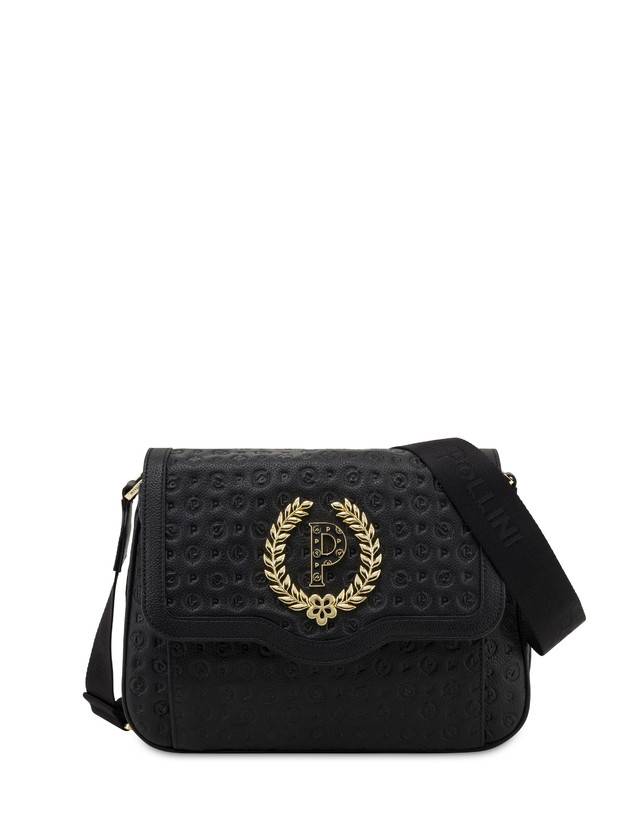Pollini Borsa A Tracolla Heritage Logo Embossed Nero Offerta settimanale