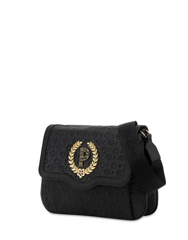 Pollini Borsa A Tracolla Heritage Logo Embossed Nero Offerta settimanale
