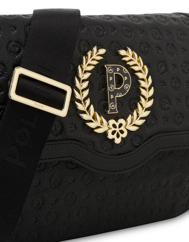 Pollini Borsa A Tracolla Heritage Logo Embossed Nero Offerta settimanale