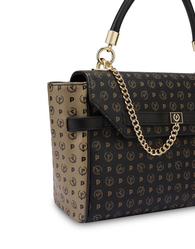 Pollini Borsa A Tracolla Bicolore Heritage Soft Touch Nero/taupe/nero Ultimi due giorni