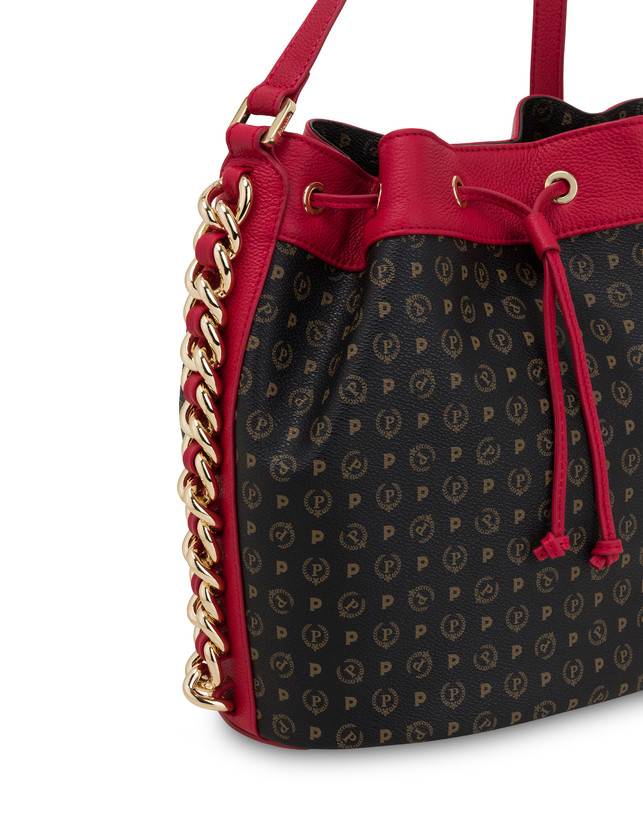 Pollini Borsa A Secchiello Heritage Logo Classic Nero/lacca Fino al 50% di sconto