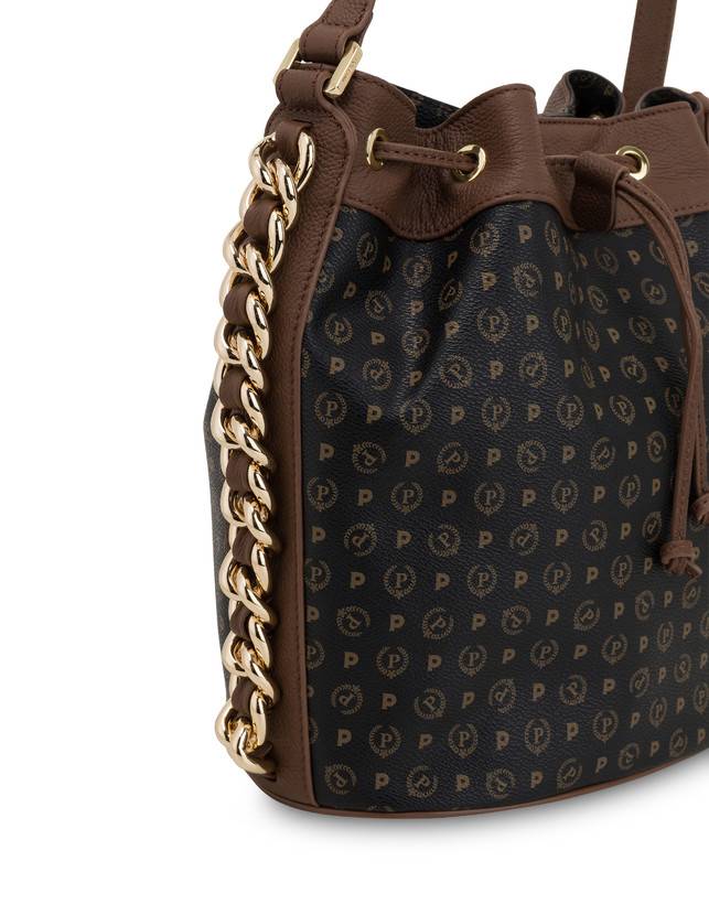 Pollini Borsa A Secchiello Heritage Logo Classic Nero/marrone Fino al 60% di sconto