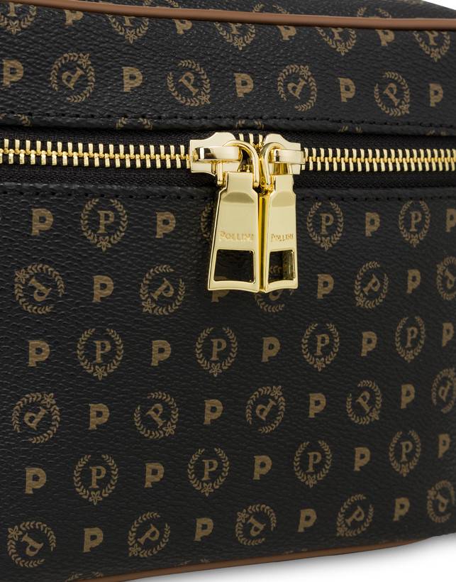 Pollini Borsa Beauty Piccola Heritage Logo Classic Nero/marrone Offerta speciale della fabbrica
