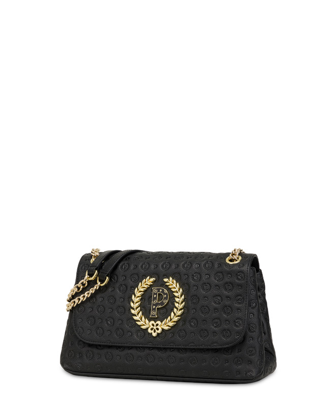 Pollini Borsa A Spalla In Vitello Heritage Logo Embossed Nero Trasporto libero internazionale