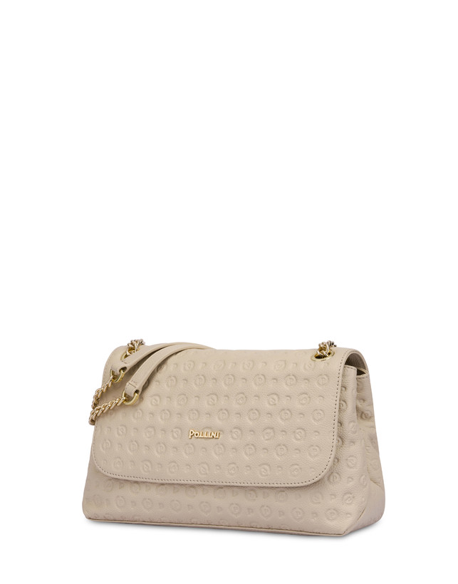 Pollini Borsa A Spalla Heritage Logo Embossed Avorio Black Friday Prezzi