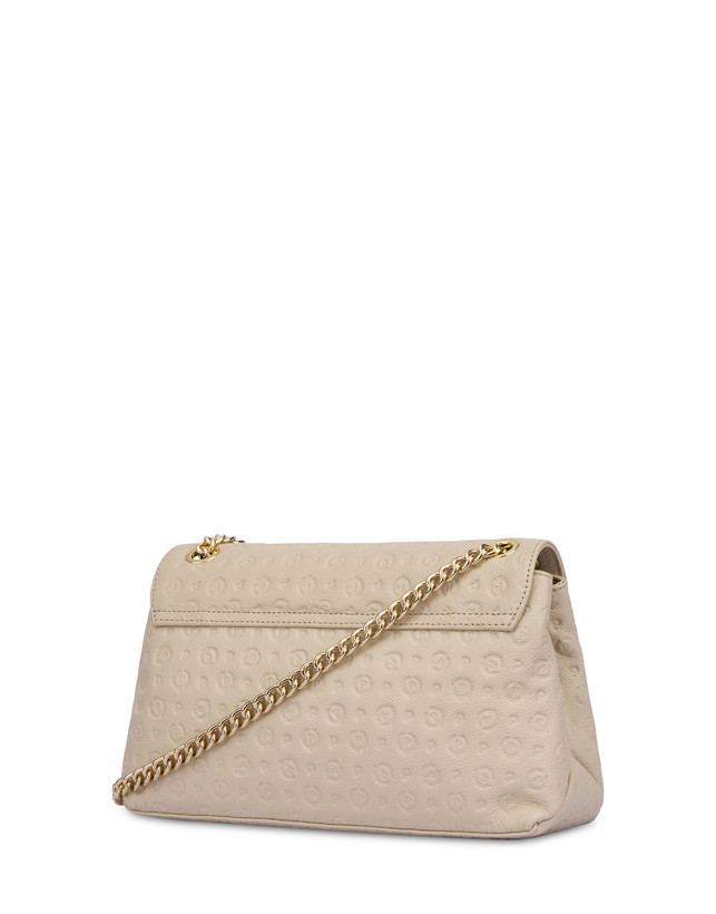 Pollini Borsa A Spalla Heritage Logo Embossed Avorio Black Friday Prezzi