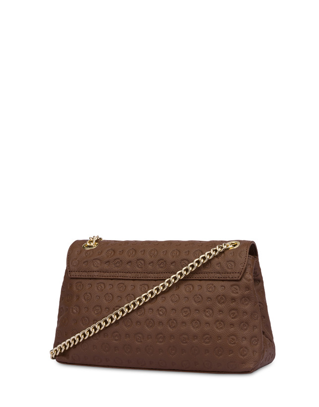 Pollini Borsa A Spalla Heritage Logo Embossed Marrone In vendita