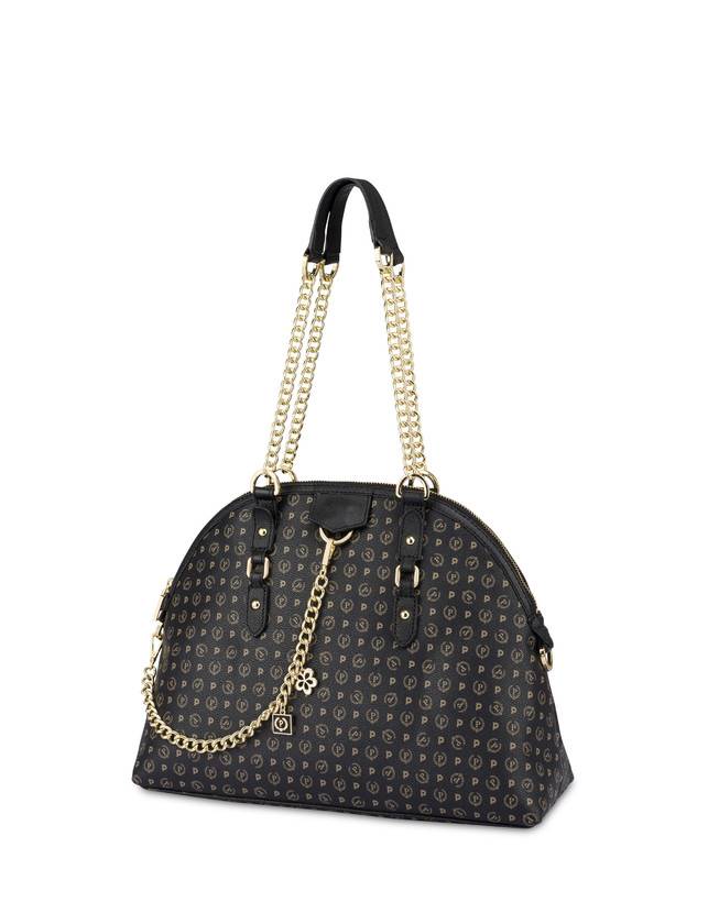 Pollini Borsa A Spalla Heritage Logo Classic Nero/nero In Linea