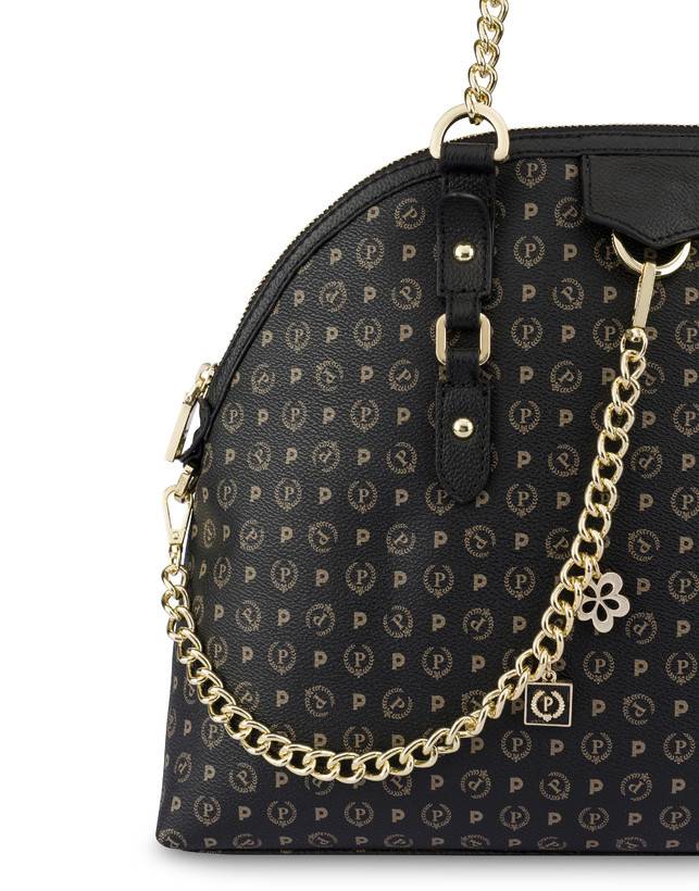 Pollini Borsa A Spalla Heritage Logo Classic Nero/nero In Linea