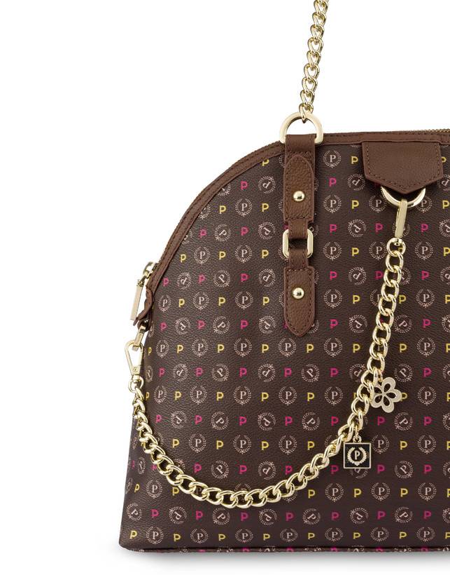 Pollini Borsa A Spalla Heritage Logo Classic Multicolore/marrone Nuovo