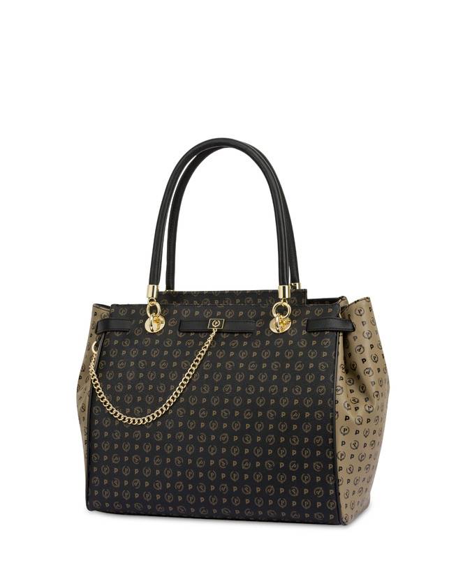 Pollini Borsa A Mano Bicolore Heritage Soft Touch Nero/taupe/nero Vendita