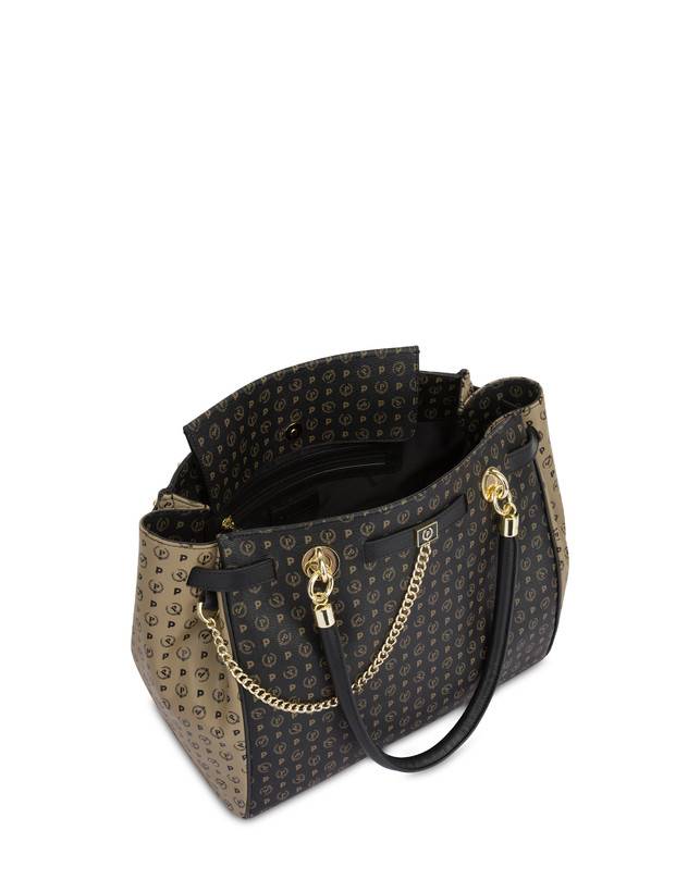 Pollini Borsa A Mano Bicolore Heritage Soft Touch Nero/taupe/nero Vendita