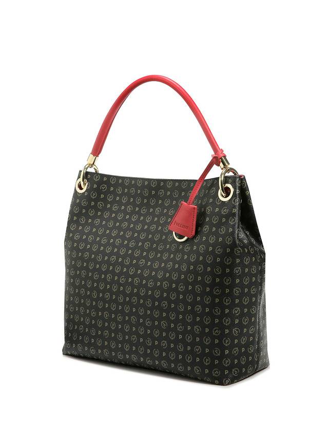 Pollini Borsa A Spalla Heritage Logo Classic Nero/lacca Qualità Garantita