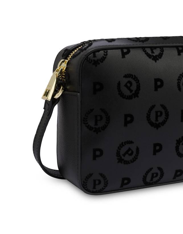 Pollini Borsa A Tracolla Heritage Flock Nero/nero Consegna Veloce