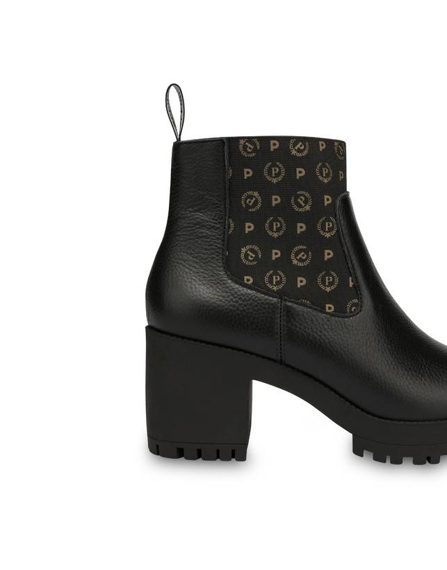 Pollini Stivaletti In Vitello Logo Heritage Nero/nero Presa