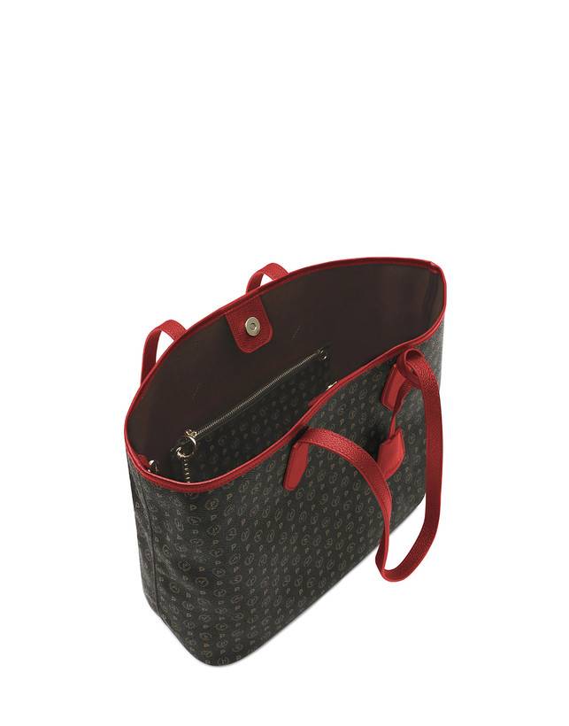 Pollini Borsa Shopping Heritage Logo Classic Nero/lacca Saldi Di Fabbrica