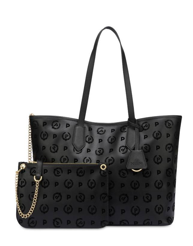 Pollini Shopping Bag Heritage Flock Nero/nero Vendite Flash