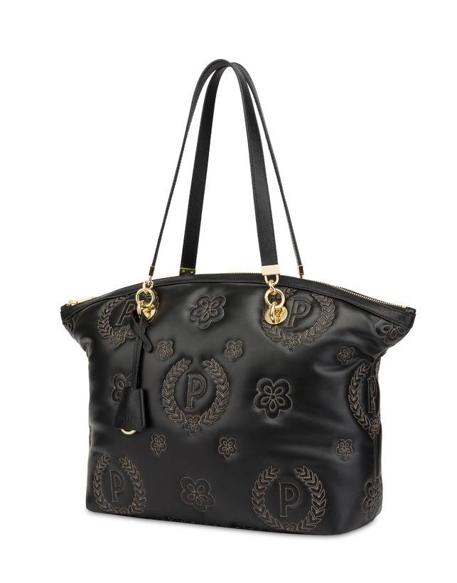 Pollini Tote Bag Puffy Heritage Nero/nero/nero In Saldo