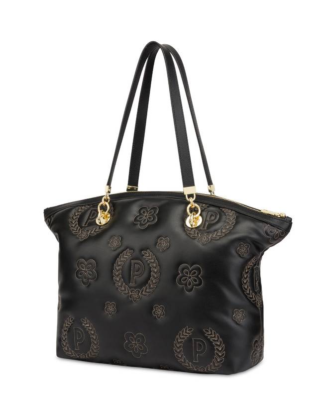 Pollini Tote Bag Puffy Heritage Nero/nero/nero In Saldo