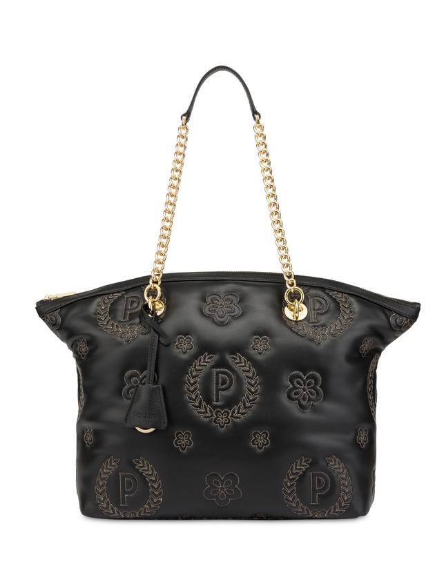 Pollini Tote Bag Puffy Heritage Nero/nero/nero In Saldo