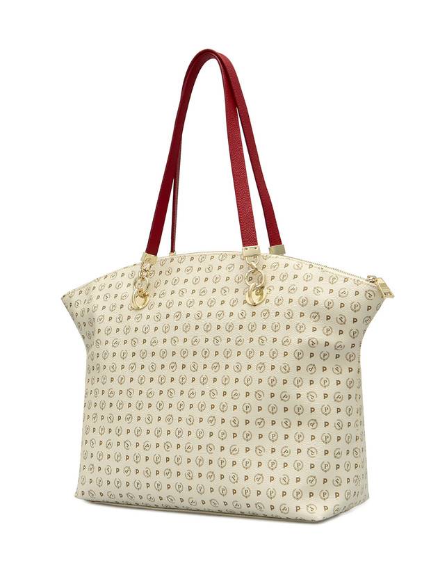 Pollini Tote Bag Heritage Logo Classic Avorio/lacca Negozio online di fabbrica