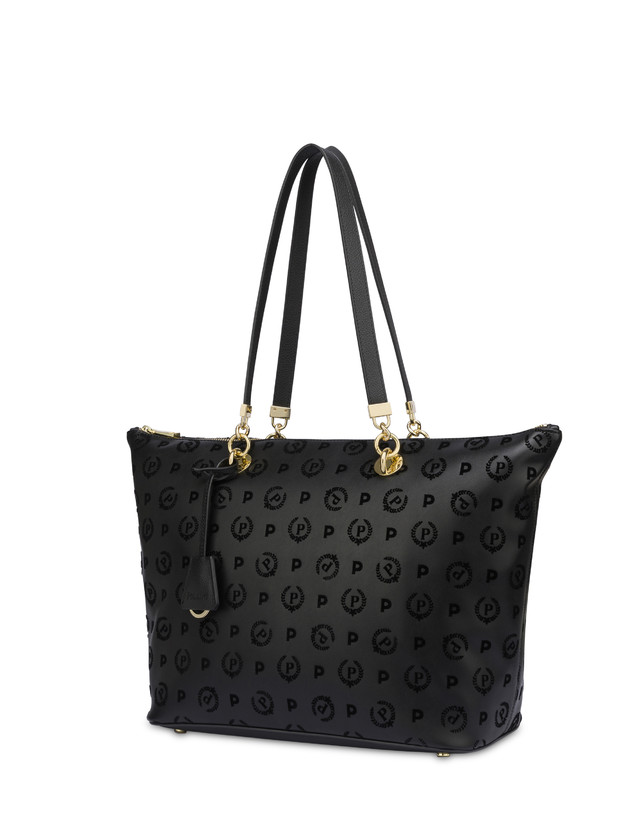 Pollini Shopping Bag Con Manici Intercambiabili Heritage Flock Nero/nero Fornitura limitata