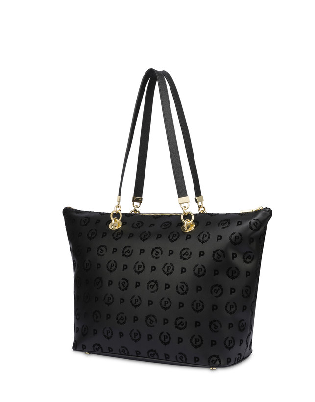 Pollini Shopping Bag Con Manici Intercambiabili Heritage Flock Nero/nero Fornitura limitata