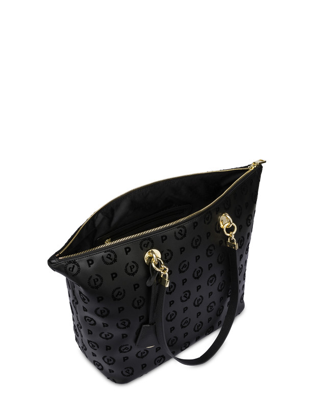 Pollini Shopping Bag Con Manici Intercambiabili Heritage Flock Nero/nero Fornitura limitata
