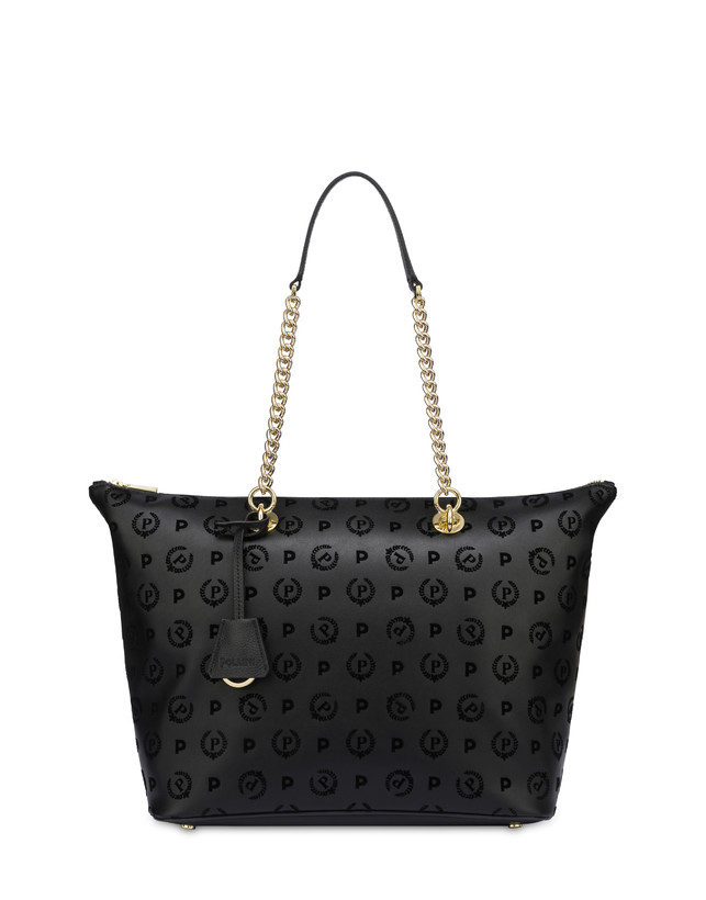 Pollini Shopping Bag Con Manici Intercambiabili Heritage Flock Nero/nero Fornitura limitata