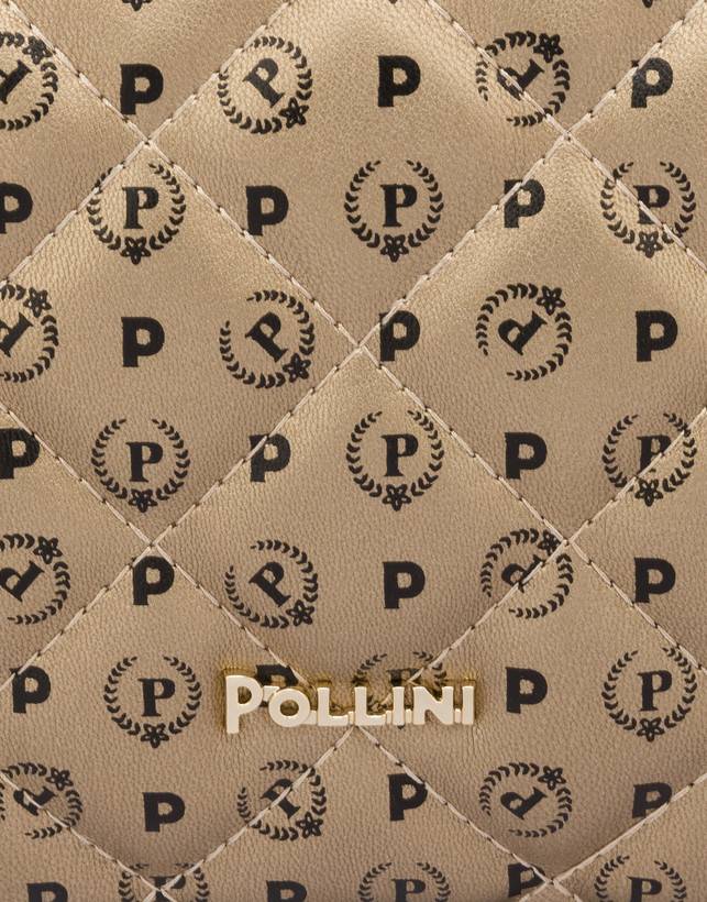 Pollini Borsa A Tracolla Heritage Matelassé Oro/nero Offerta esclusiva