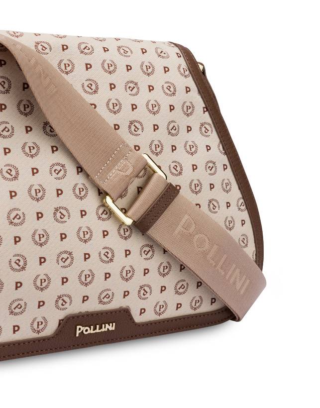 Pollini Borsa A Tracolla Heritage Denim Jacquard Avorio/marrone Offerta natalizia
