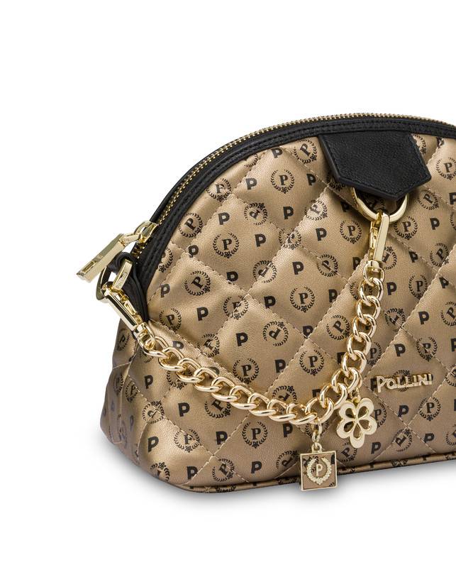 Pollini Borsa A Tracolla Heritage Matelassé Oro/nero Offerta Pasqua