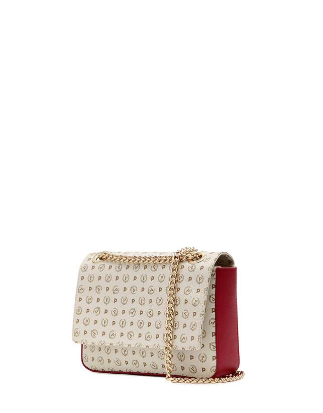 Pollini Borsa A Spalla Con Catena Heritage Logo Classic Avorio/lacca Offerta Anniversario