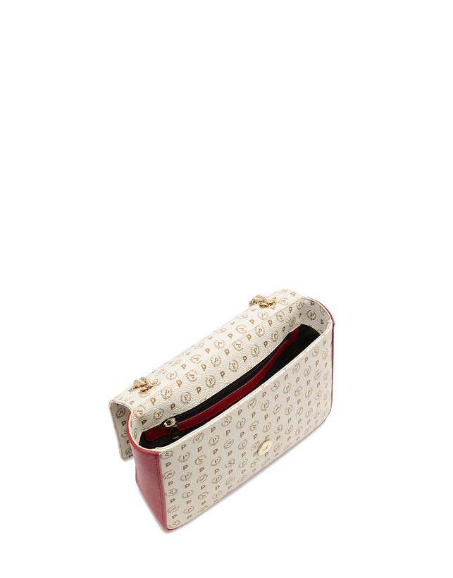 Pollini Borsa A Spalla Con Catena Heritage Logo Classic Avorio/lacca Offerta Anniversario