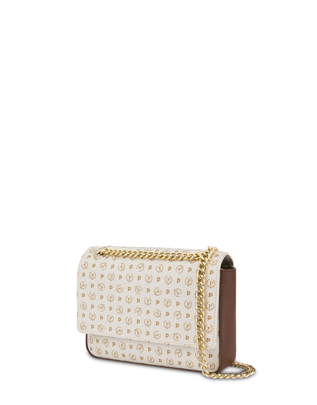 Pollini Borsa A Spalla Con Catena Heritage Logo Classic Avorio/marrone Smaltimento dello stoccaggio