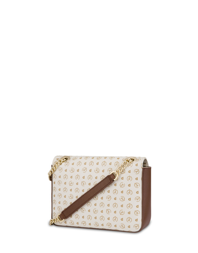 Pollini Borsa A Spalla Con Catena Heritage Logo Classic Avorio/marrone Smaltimento dello stoccaggio