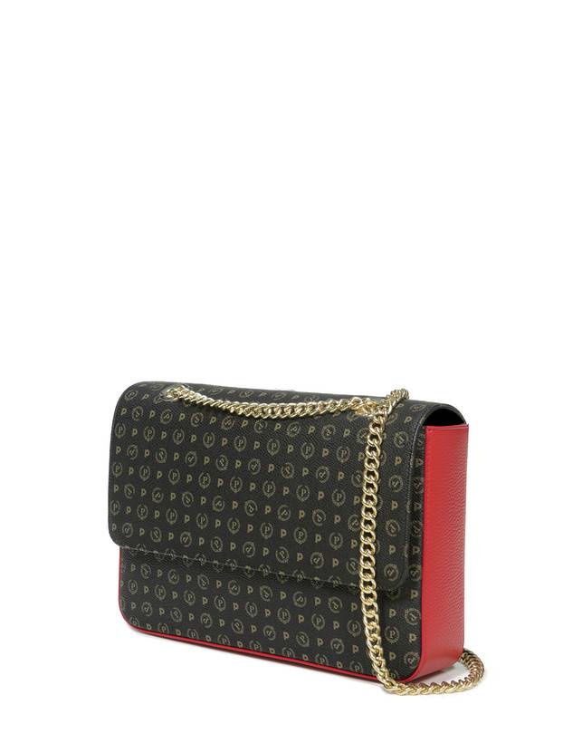 Pollini Borsa A Spalla Con Catena Heritage Logo Classic Nero/lacca Offerta migliore
