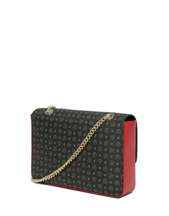 Pollini Borsa A Spalla Con Catena Heritage Logo Classic Nero/lacca Offerta migliore
