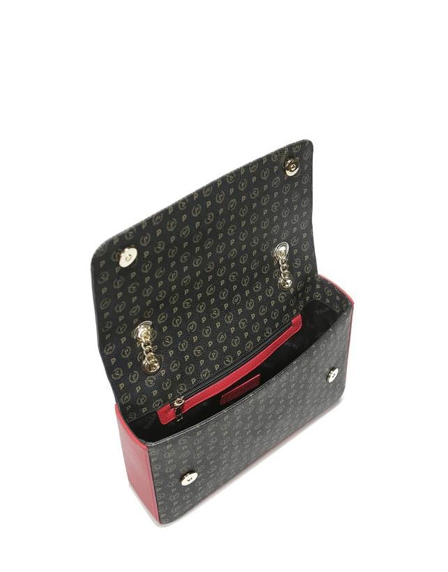 Pollini Borsa A Spalla Con Catena Heritage Logo Classic Nero/lacca Offerta migliore