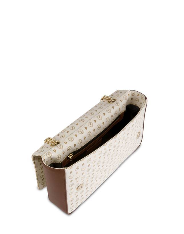 Pollini Borsa A Spalla Con Catena Heritage Logo Classic Avorio/marrone Latest fashion